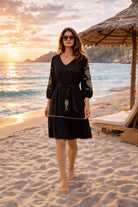 black cotton beach dress long sleeves by lindsey brown 