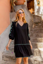black cotton kaftan dresses by Lindsey Brown resort wear 