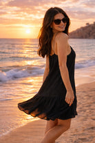 black cotton sleeveless beach dresses