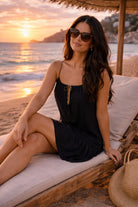 black cotton sleeveless beach dresses to wear to the beach by lindsey brown 