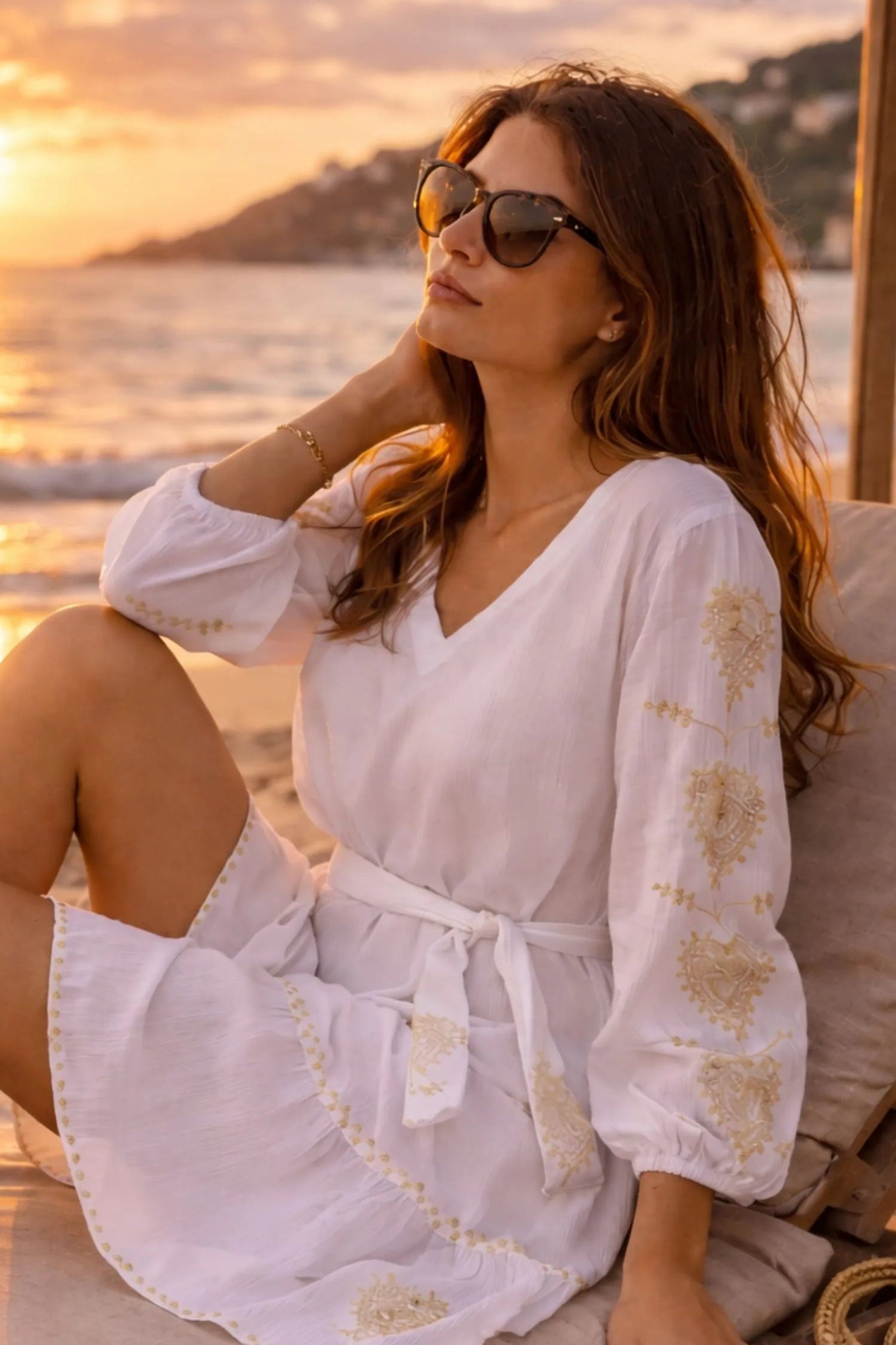 white gold knee length beach dresses by lindsey brown resort  wear