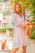 White aqua cotton beach dress by Lindsey Brown 